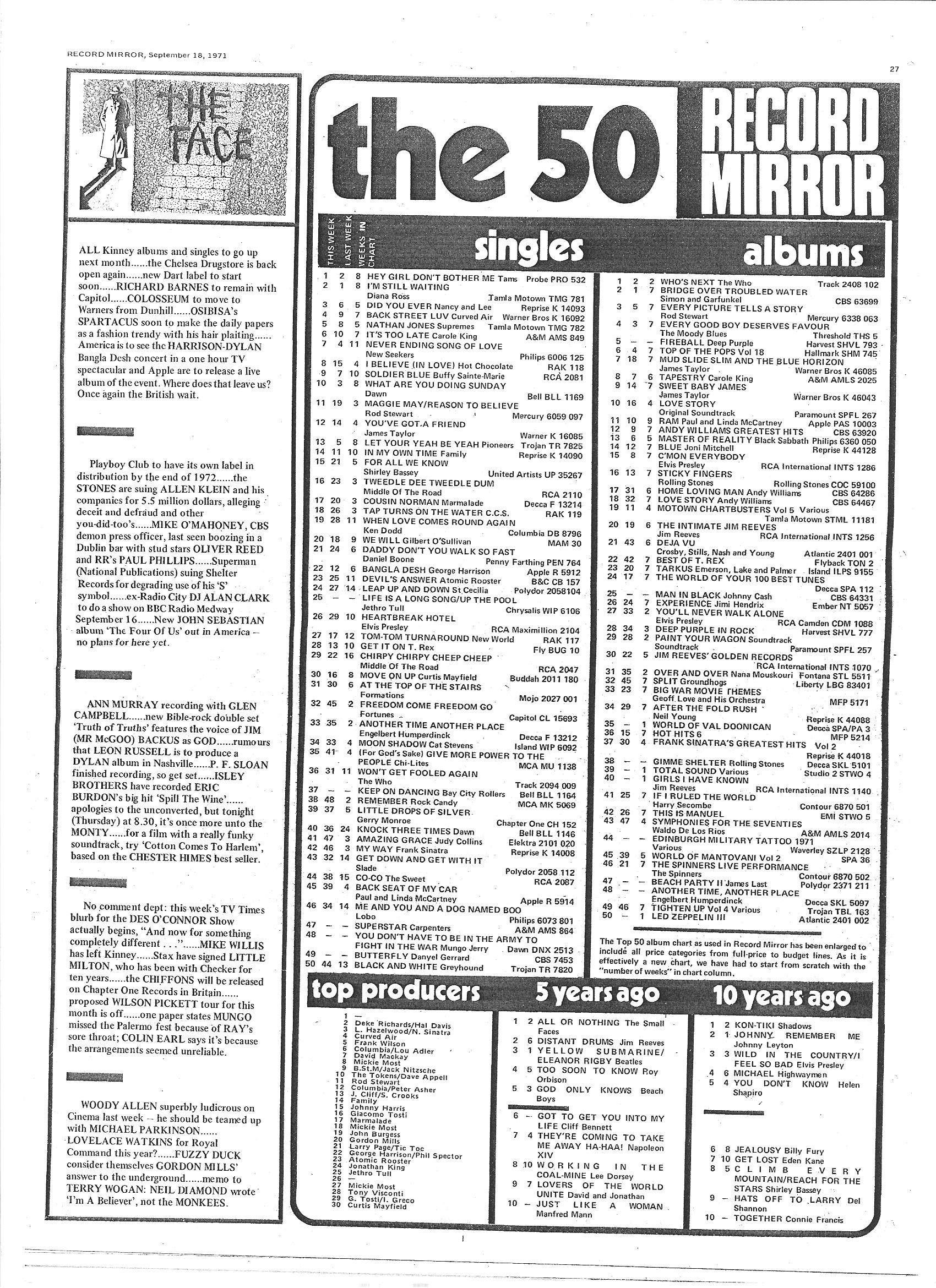 every uk 1 single of 1971 discussion thread page 14 uk pop charts 1976